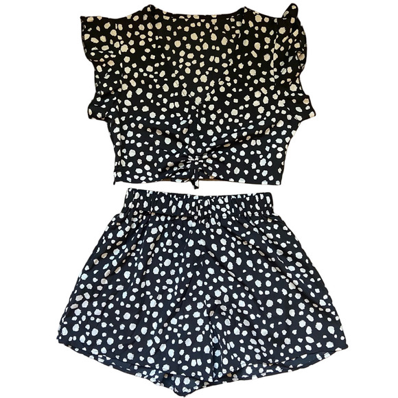 Chic Black and White Polka Dot Set - Picture 1 of 11